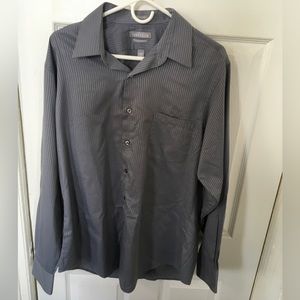 Van Heusen Gray with Silver Stripes Dress Shirt Size 16 1/2 - 34/36